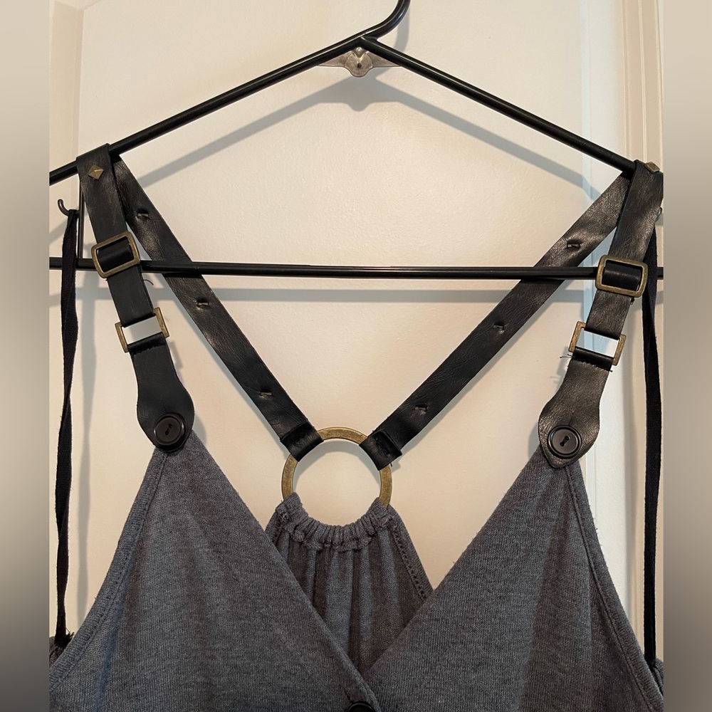 Brand New Faux Leather Studded Button Up Vest With Pockets - Picture 2 of 5